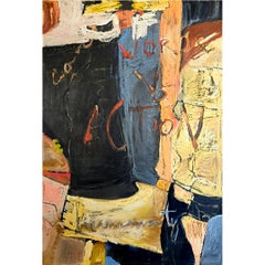 Peinture à l'huile abstraite de Roohi Saleem "Words Vs Action II" (Les mots et l'action II)