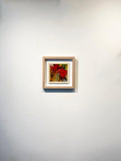 Abstract Oil Painting by Roohi Saleen 'Palette Frangment: Vermilion 1'
