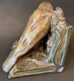 Rook Bookend, Unusually Large and Fine Sculpture by Rookwood Pottery