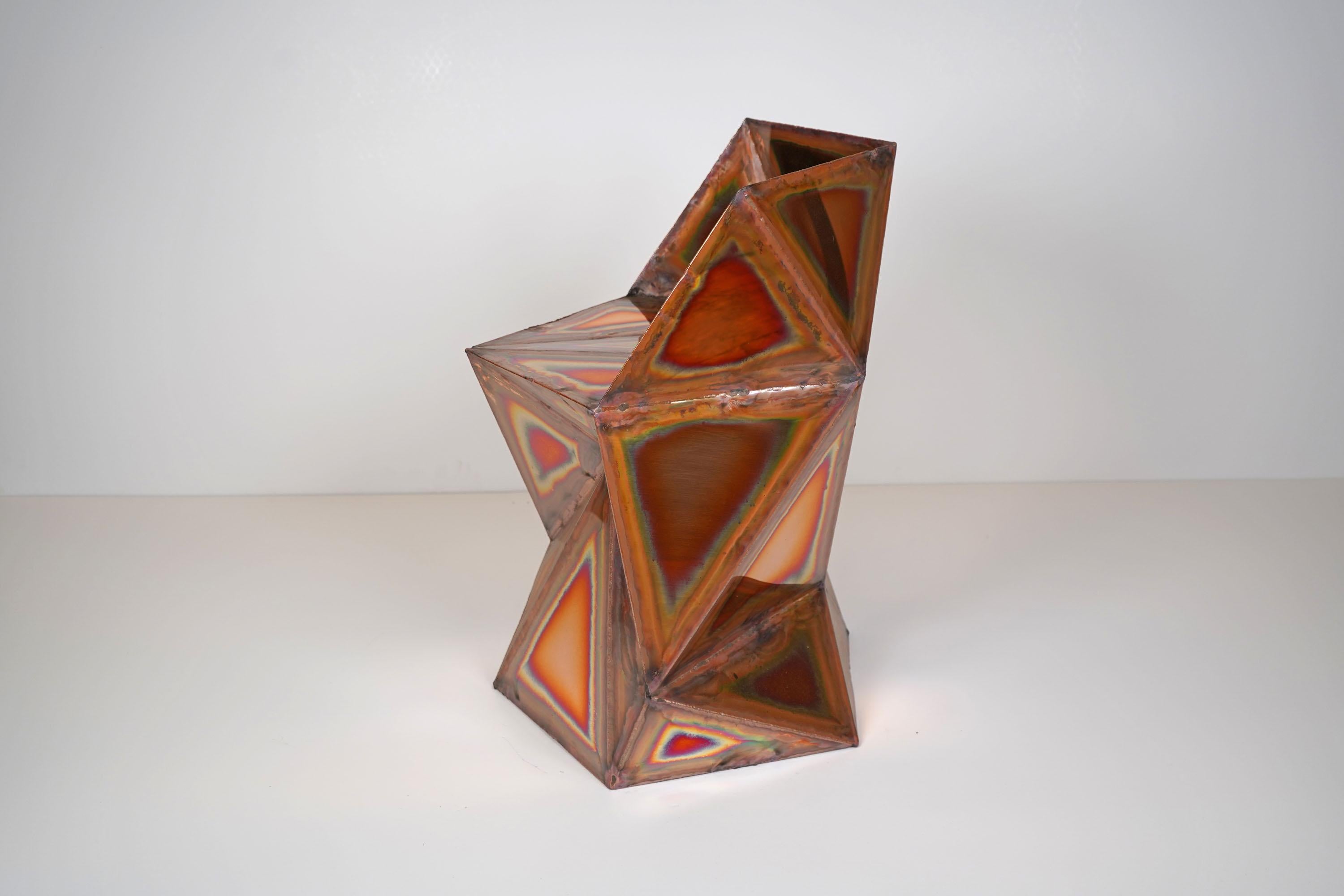 Rook Chair in Welded Mirror-Polished Copper by Julian Mayor For Sale 3