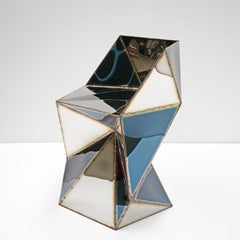 Chaise à damier Rook en acier inoxydable noir et argent par Julian Mayor