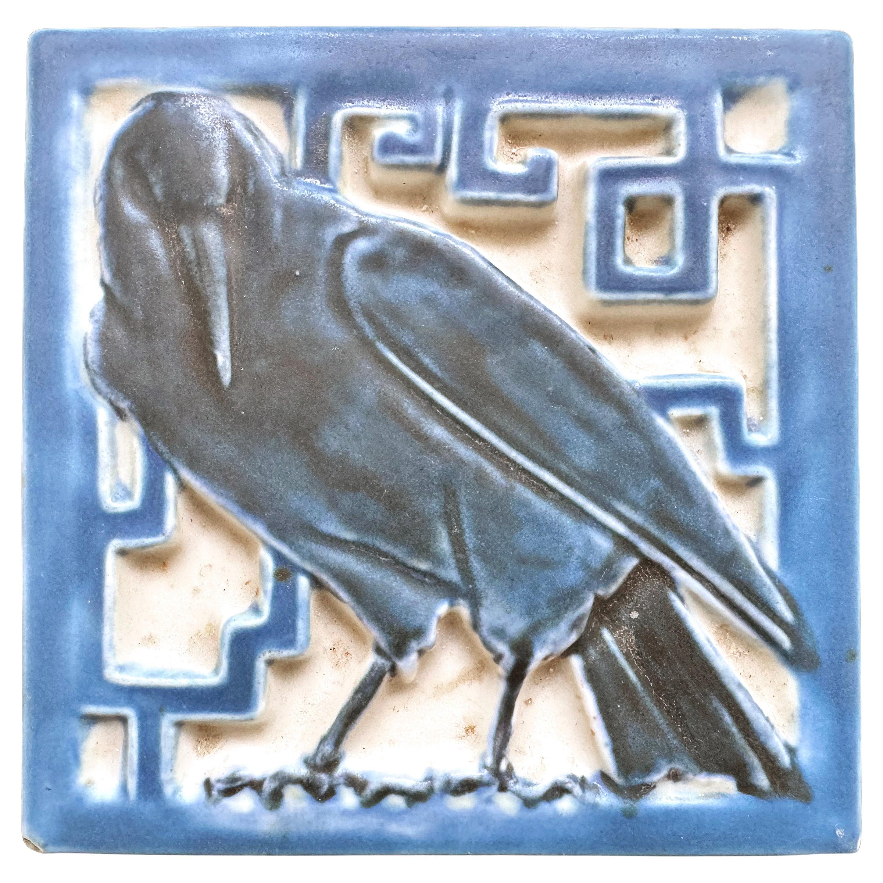 "Turm in Dunkelblau", seltener Untersetzer von Rookwood mit Markenvogel, in Blau und Weiß im Angebot