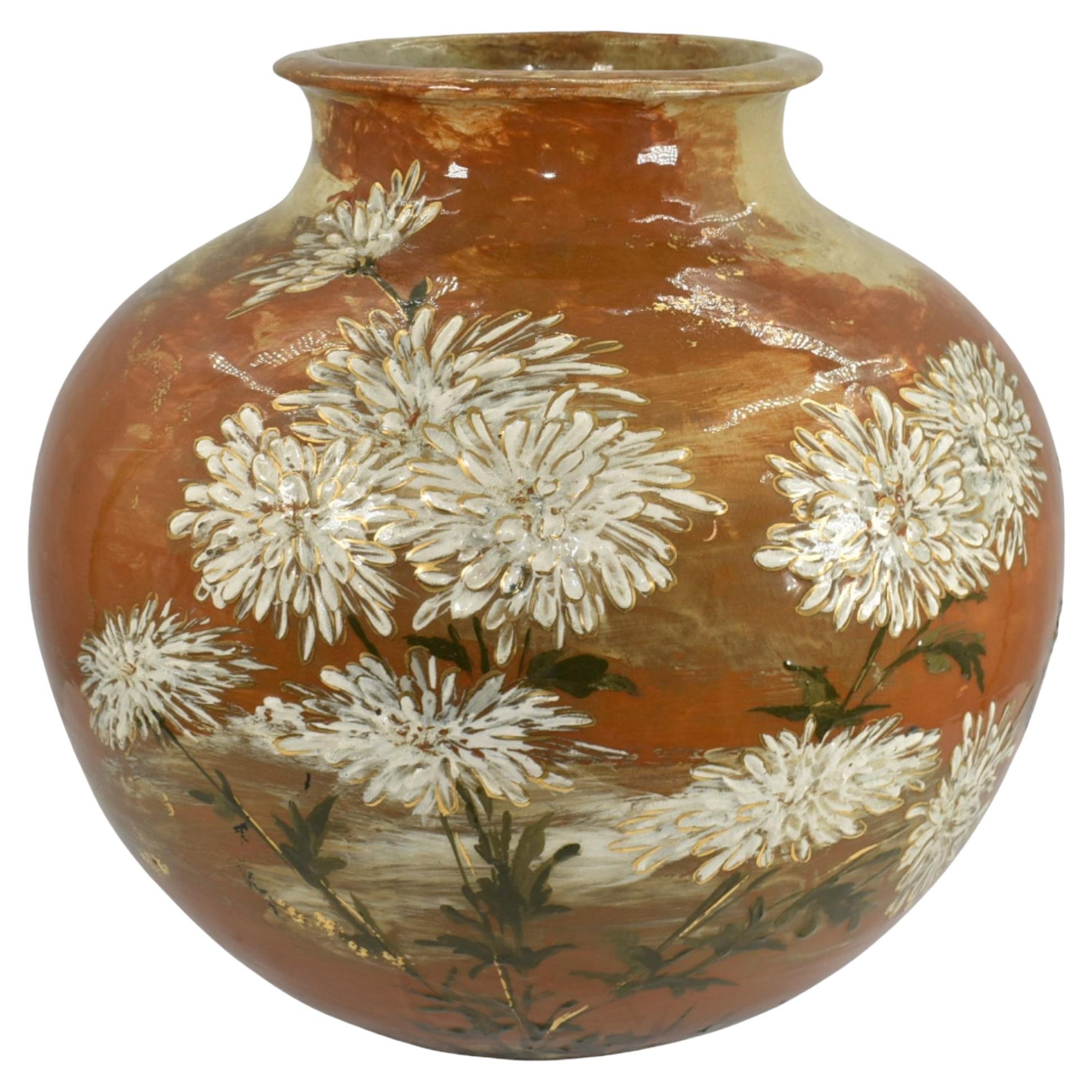 Rookwood 1833 Vintage Pottery Limoges Orange Chrysanthemum Jardiniere Fry