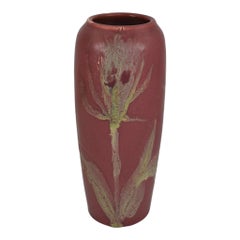 Rookwood 1905 Vintage Art Pottery Matte Red Thistles Flower Vase 951D 'Lincoln'