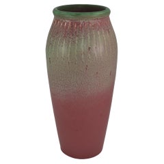 Rookwood 1905 Vintage Arts And Crafts Pottery Matte Green Over Rose Vase 1121B