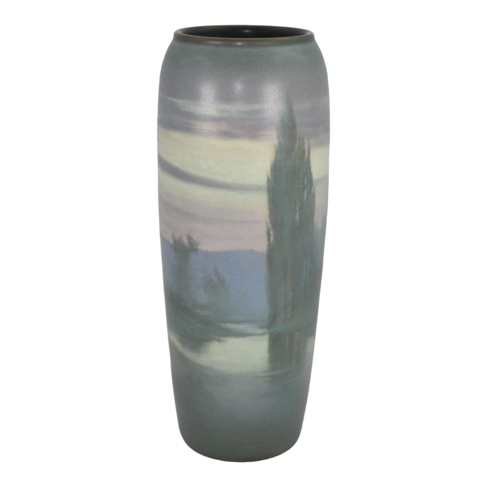 Rookwood 1911 Arts And Crafts Pottery Scenic Vellum Vase 951 Rothenbusch In Good Condition For Sale In East Peoria, IL