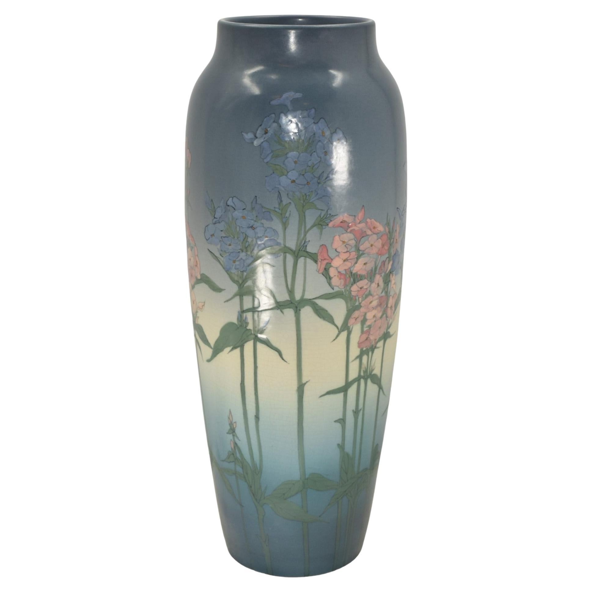 Rookwood 1920 Vintage Art Pottery Blue Vellum Ceramic Floor Vase 907A (Epply) For Sale