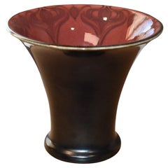 Rookwood 1924 Art Pottery Nubian Black French Red Flared Rim Vase 2264e 'Sax'