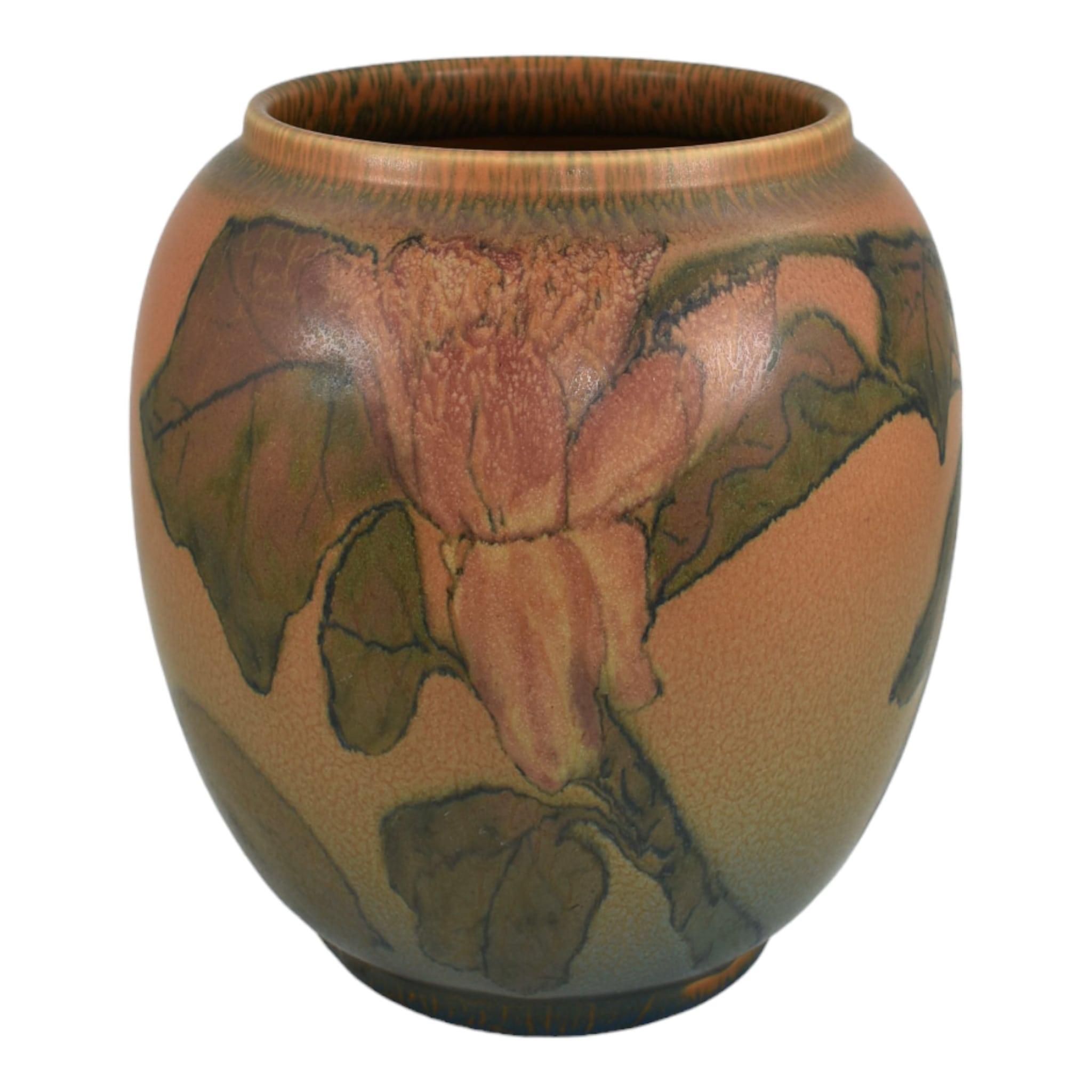 Rookwood 1924 Vintage Art Pottery Orange Vellum Ceramic Vase 2245 (Lincoln) In Good Condition For Sale In East Peoria, IL