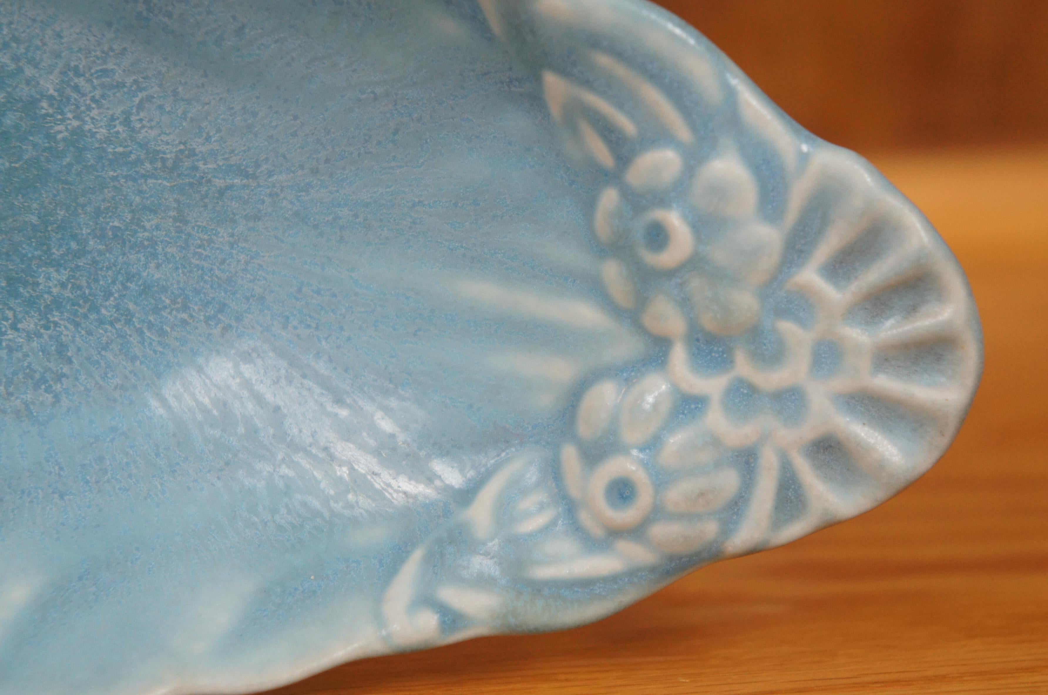 Compote de changement de plat Rookwood 1944 XLIV 6390 à motifs floraux coquillages 8 po. en vente 1
