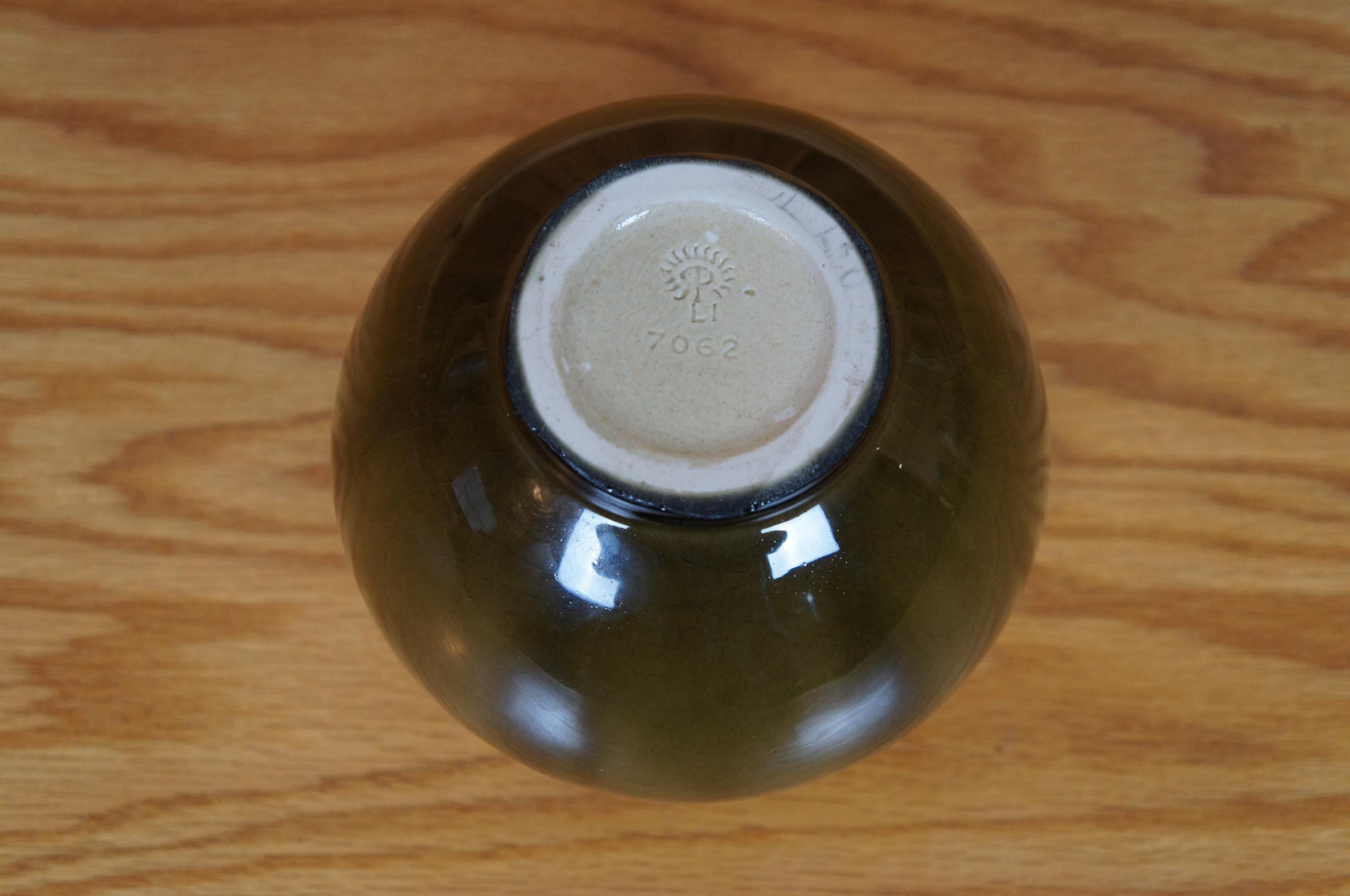Rookwood 1951 LI 7062 Vaso a bocciolo bulboso con smaltatura verde e marrone, 5