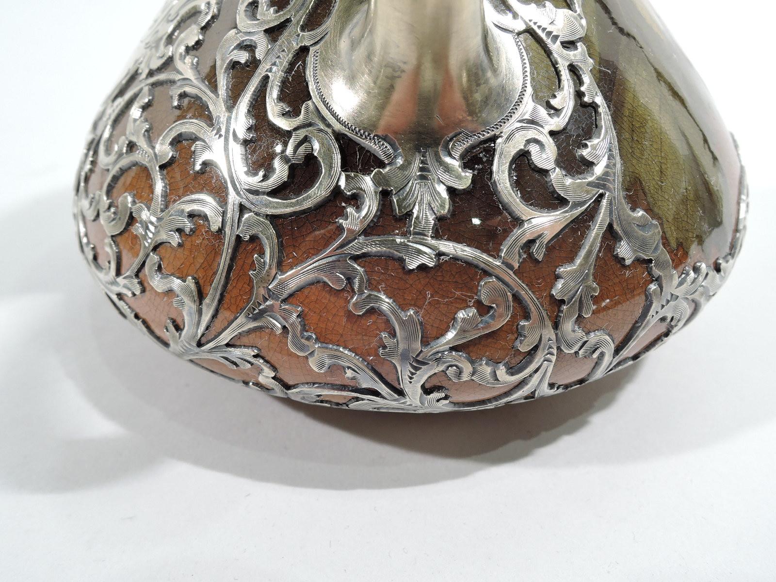 Rookwood American Art Nouveau Craftsman Silver Overlay Pitcher In Excellent Condition In New York, NY