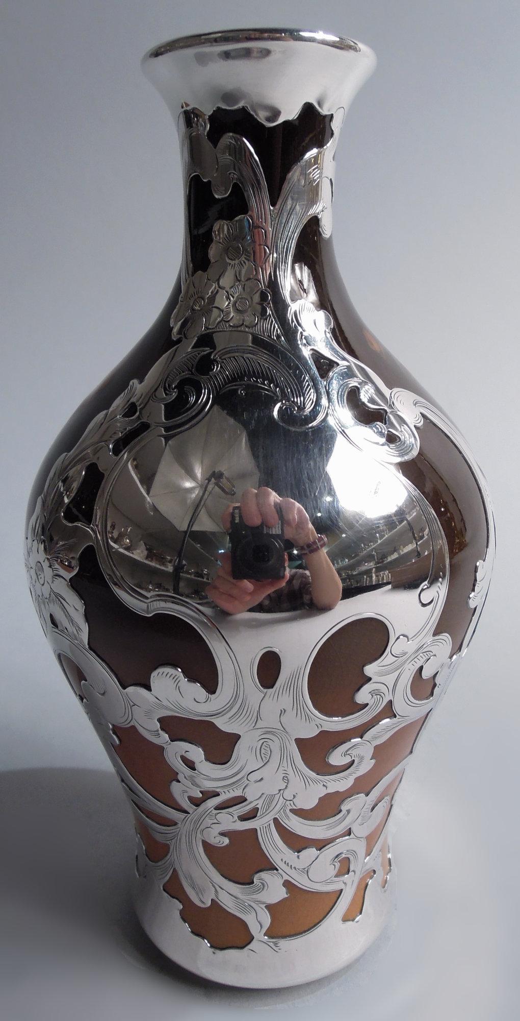 Américain Vase à incrustation d'argent Rookwood American Art Nouveau Craftsman, 1896 en vente