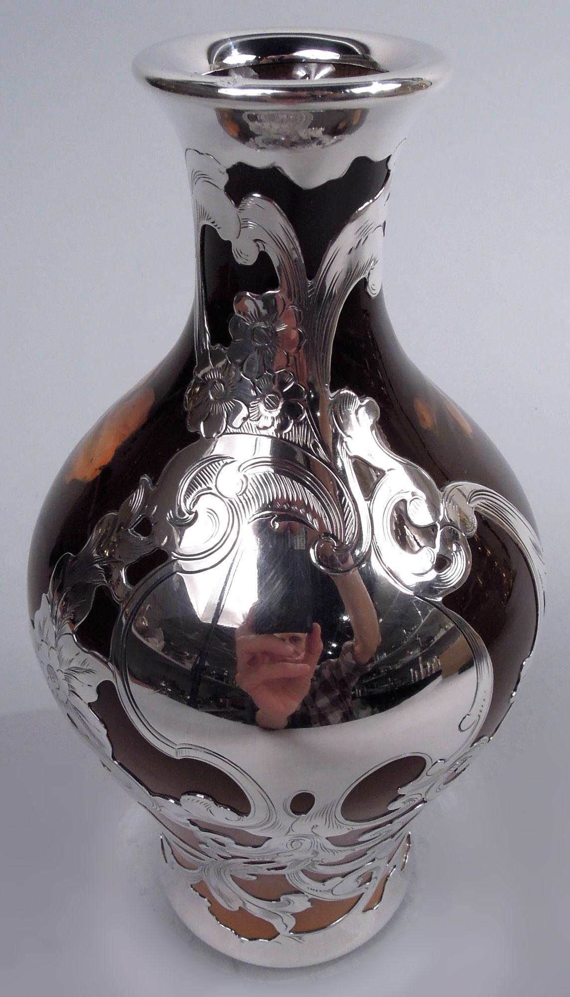 Peint Vase à incrustation d'argent Rookwood American Art Nouveau Craftsman, 1896 en vente