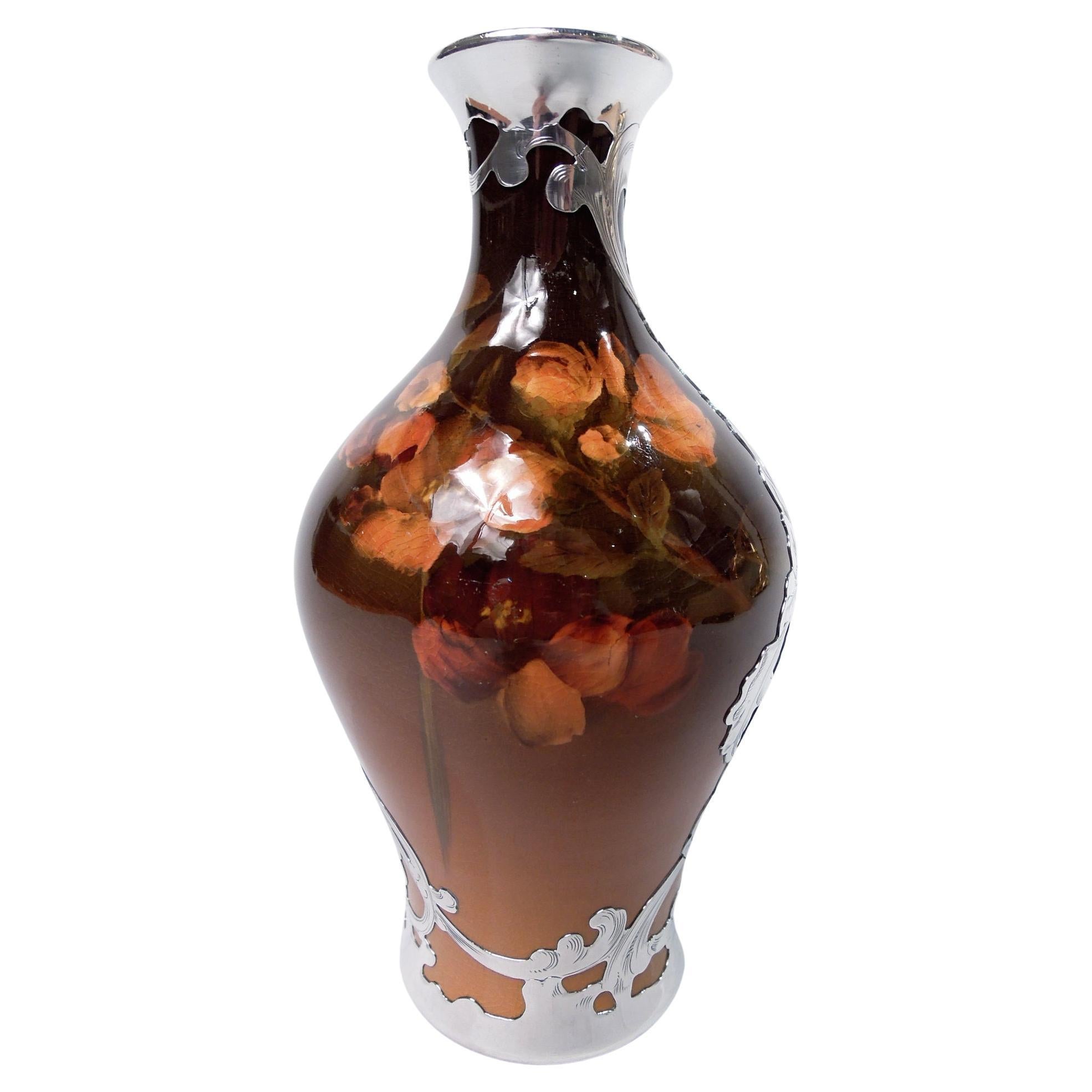 Vase à incrustation d'argent Rookwood American Art Nouveau Craftsman, 1896 en vente