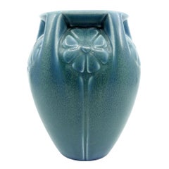 Antique Rookwood American Art Pottery Blue-Green Vase Incised Floral Design - 1922