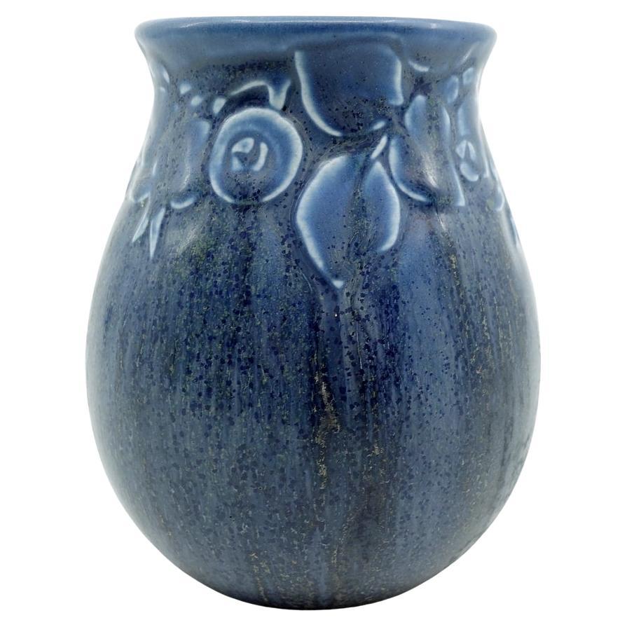 Rookwood American Art Pottery Dark Blue Incised Berry Design Vase - 1923 For Sale