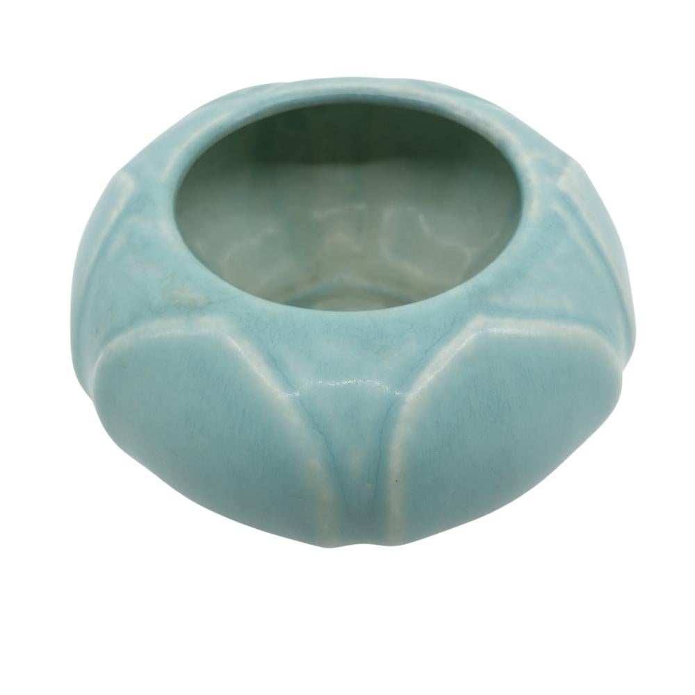Molded Rookwood American Art Pottery Turquoise Incised Design Bowl - 1921 For Sale