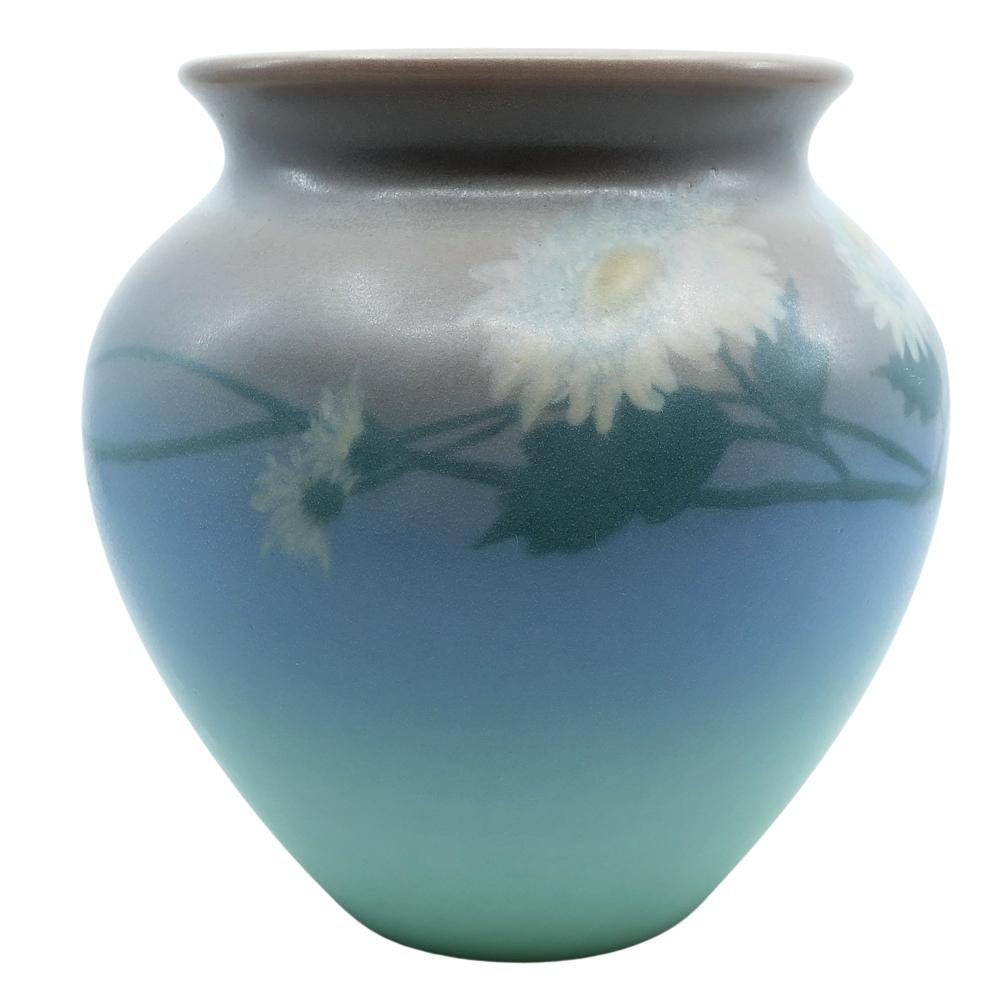 Arts and Crafts Vase de poterie d'art américain Rookwood peint à la main à motifs floraux - Edward Diers MINT 1927 en vente