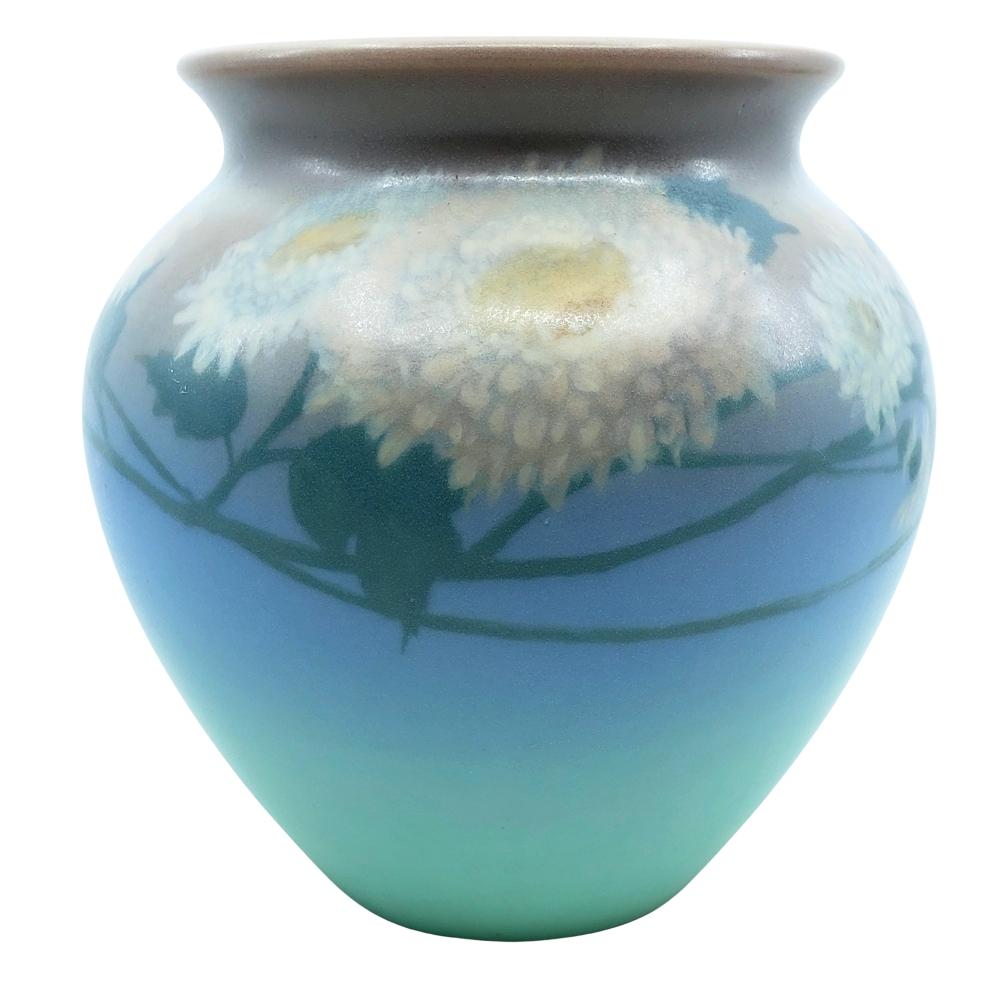 Rookwood American Art Pottery Vase Hand Painted Florals - Edward Diers MINT 1927 For Sale