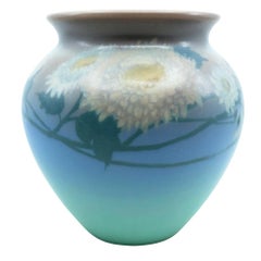 Vase de poterie d'art américain Rookwood peint à la main à motifs floraux - Edward Diers MINT 1927