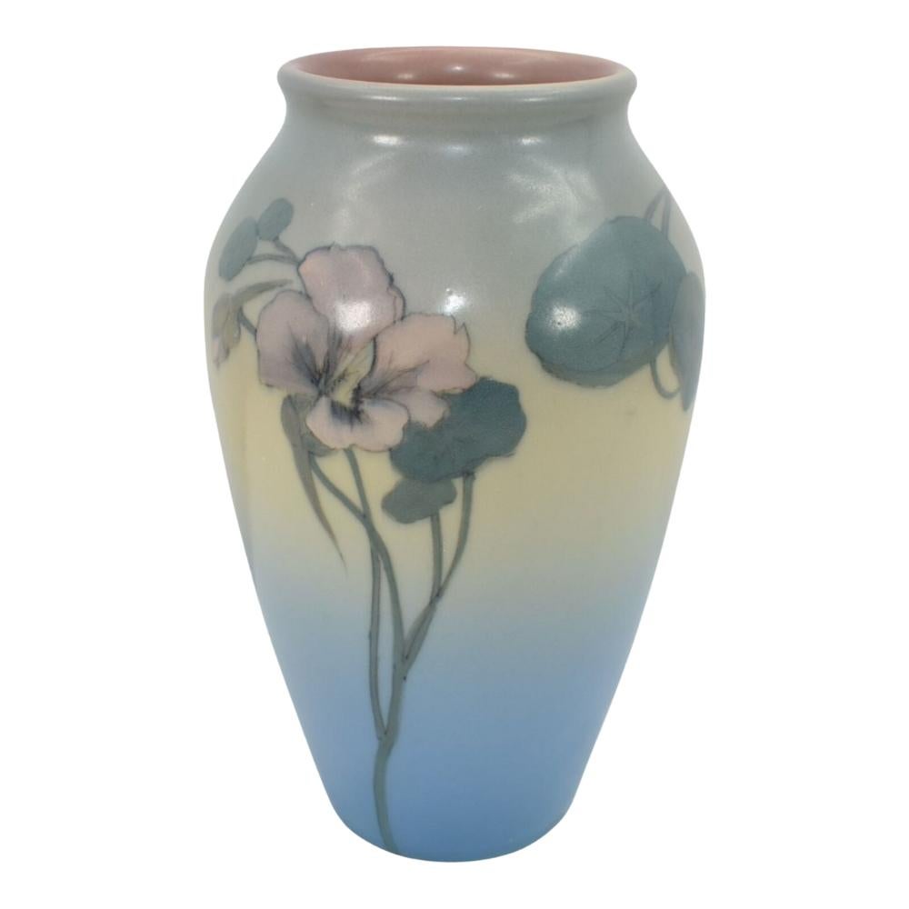 Rookwood Vase aus amerikanischer Kunstkeramik, handbemalt, Nasturtiums, Ed Diers MINT 1927 (Arts and Crafts) im Angebot