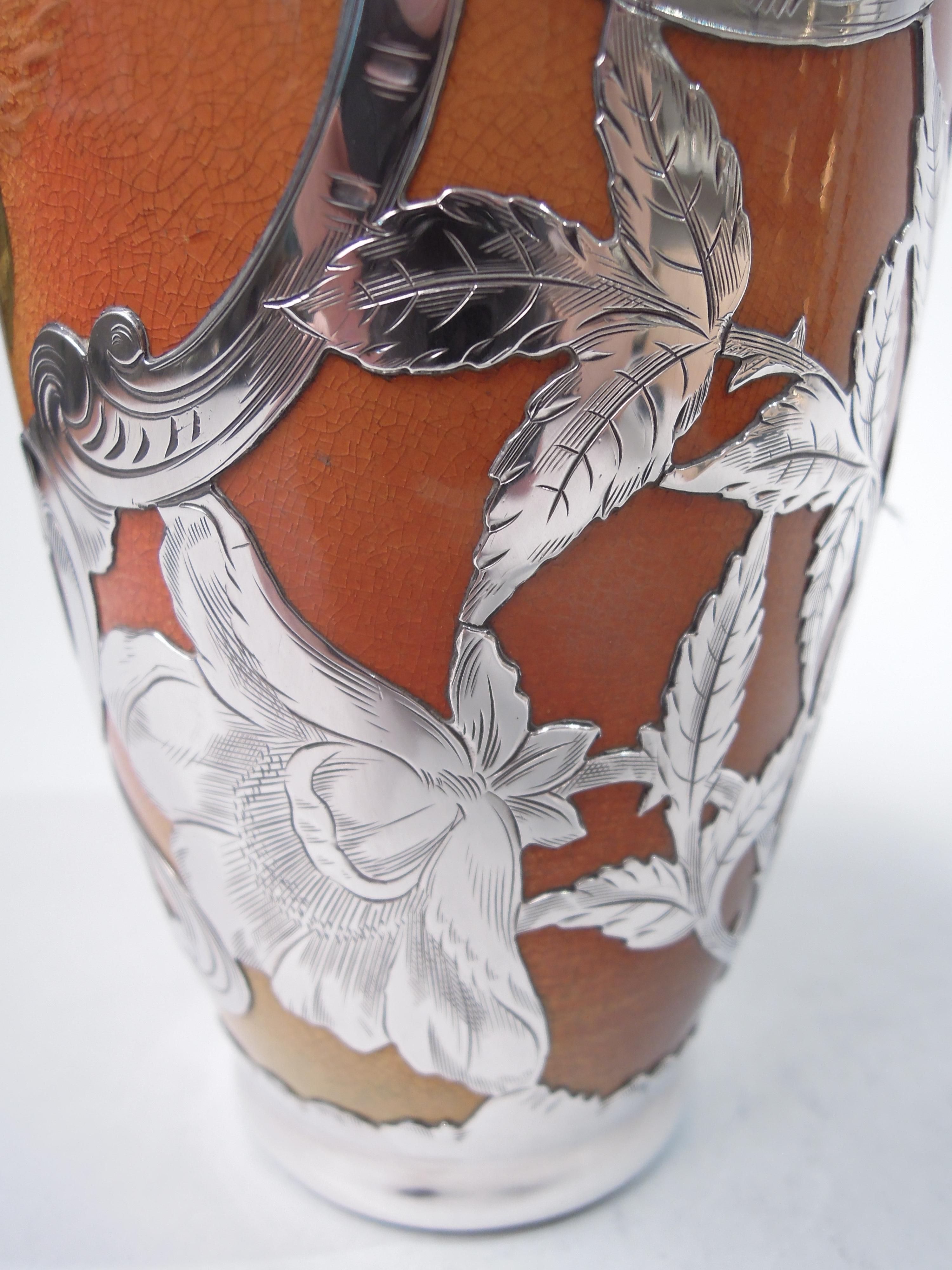 Rookwood Art Nouveau Craftsman Silver Overlay Clover Vase 1