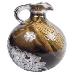 Rookwood Art Nouveau Craftsman Silver Overlay Corn Whiskey Jug