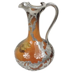 Rookwood Art Nouveau Craftsman Silver Overlay Wine Ewer with Flowers