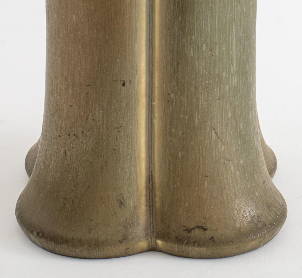 Rookwood Art Pottery Vase, of green-glazed elongated lobed quatrefoil form, stamped with datemark for 1925, shape number 2827 and size letter A. 

Dimensions: 17