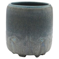 Vintage Rookwood barrel form ceramic vase on recessed feet, 1900's