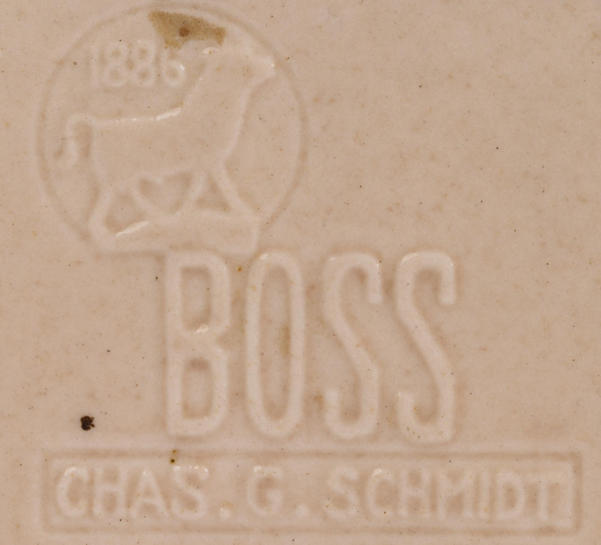 Mid-20th Century Rookwood Chas G Schmidt Boss Butchers Ceramic Advertising Paperweight