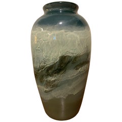 Rookwood Glazed Pottery Vase with River Rapids Scene and Fish by E. T. Hurley