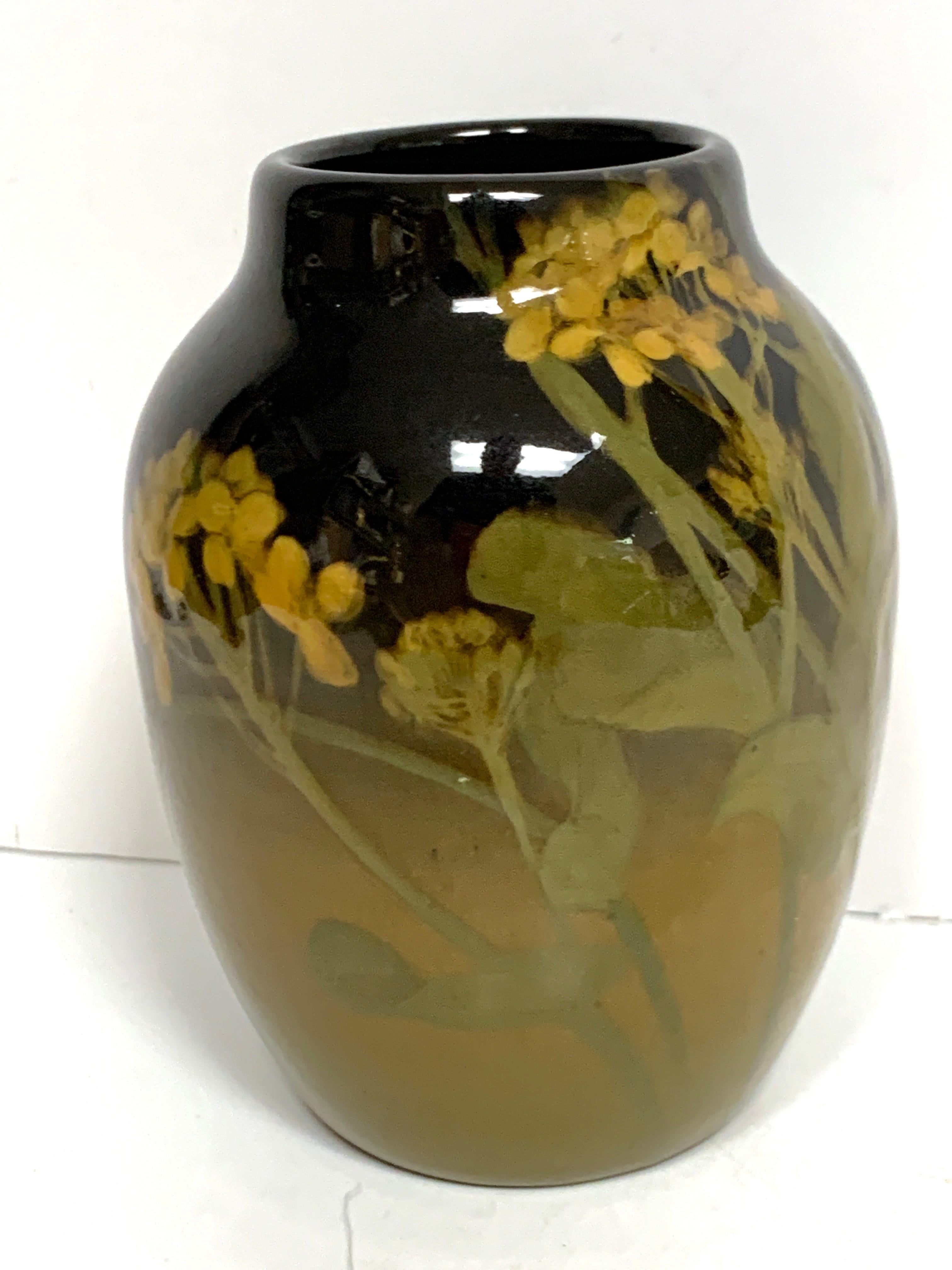 Pottery Rookwood Iris Glaze Floral Motif Vase, by Grace Young, 1901