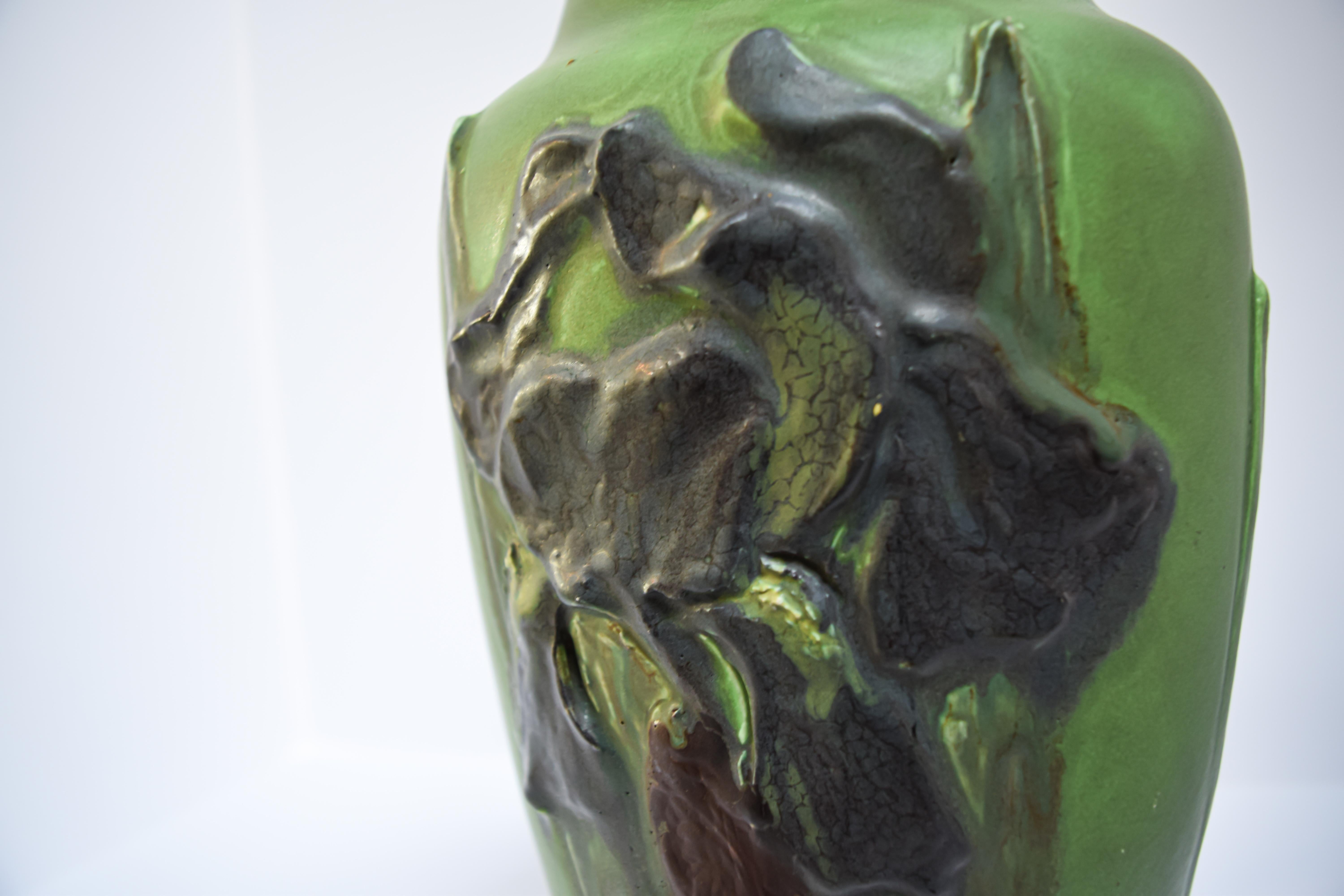 Arts and Crafts Rookwood Iris Relief Vase, Albert Pons