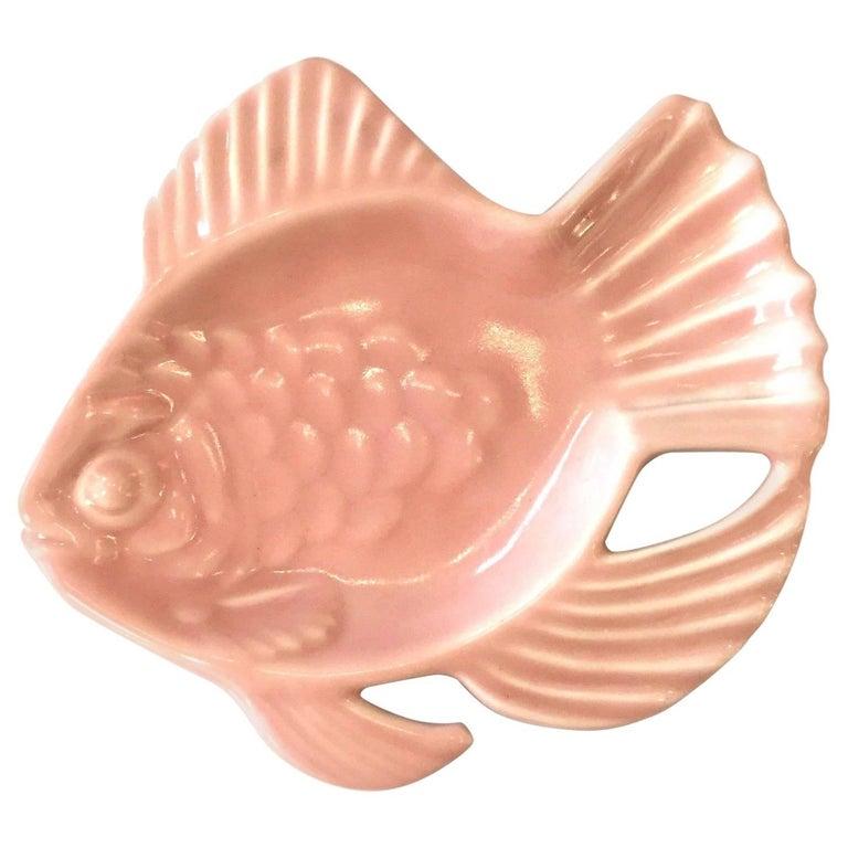 Mid-Century Modern Rookwood Pink Pottery Aloha Fish Candy Dish