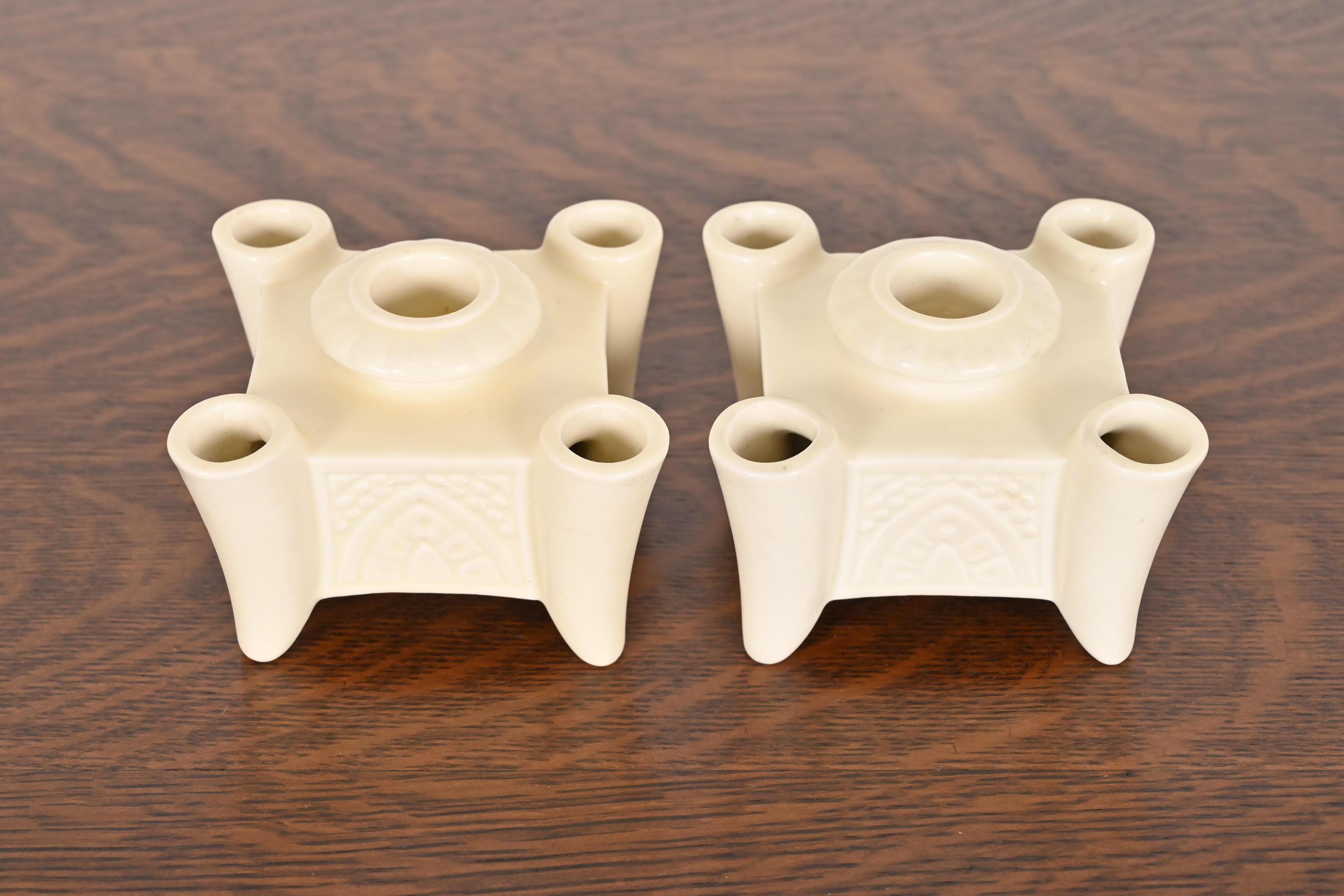 Rookwood Pottery Arts & Crafts Glazed Ceramic Candlestick Holder, 1934 For Sale 4
