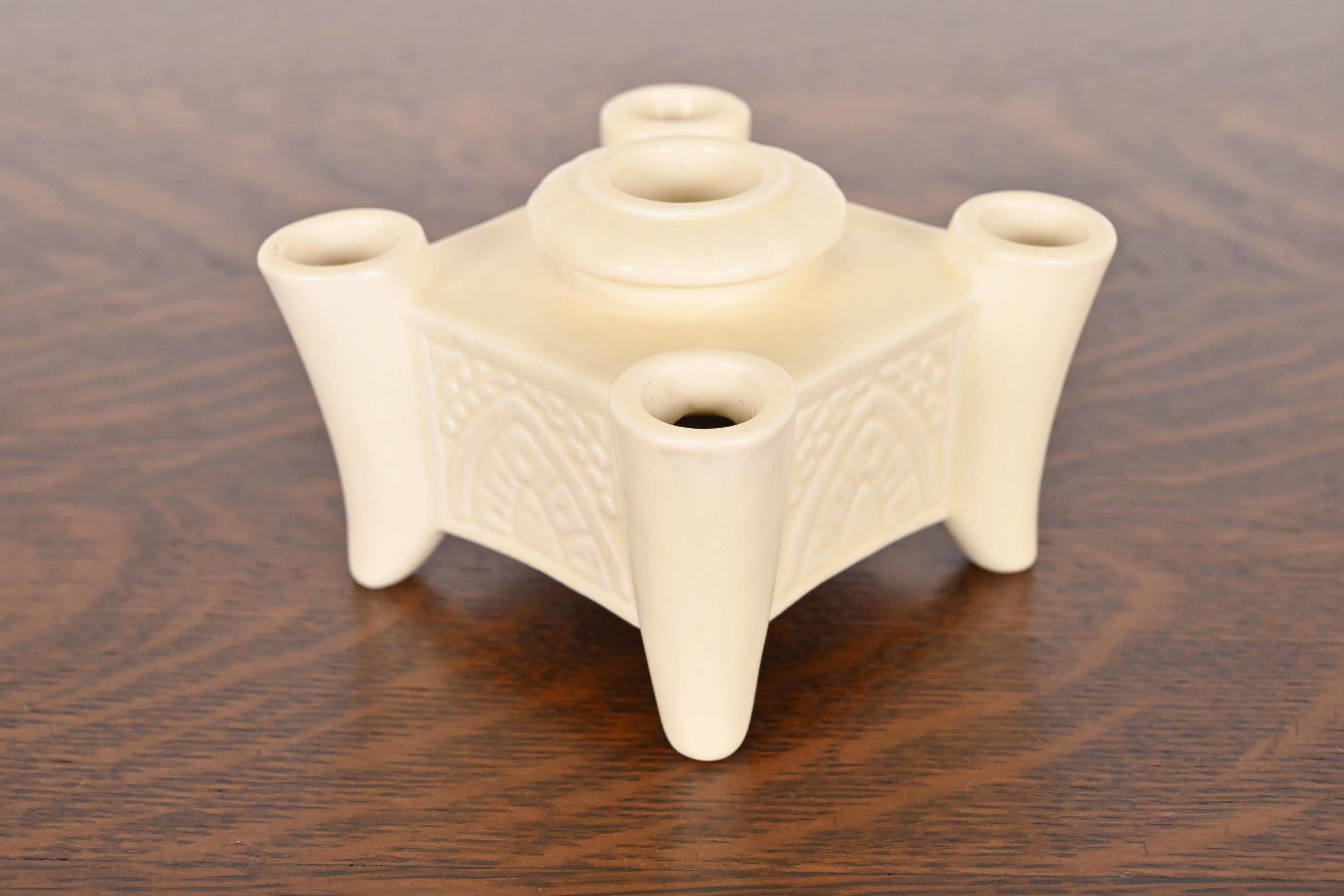 Rookwood Pottery Arts & Crafts Glazed Ceramic Candlestick Holder, 1934 For Sale 2
