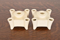 Rookwood Pottery Arts & Crafts Glazed Ceramic Candlestick Holder, Pair
