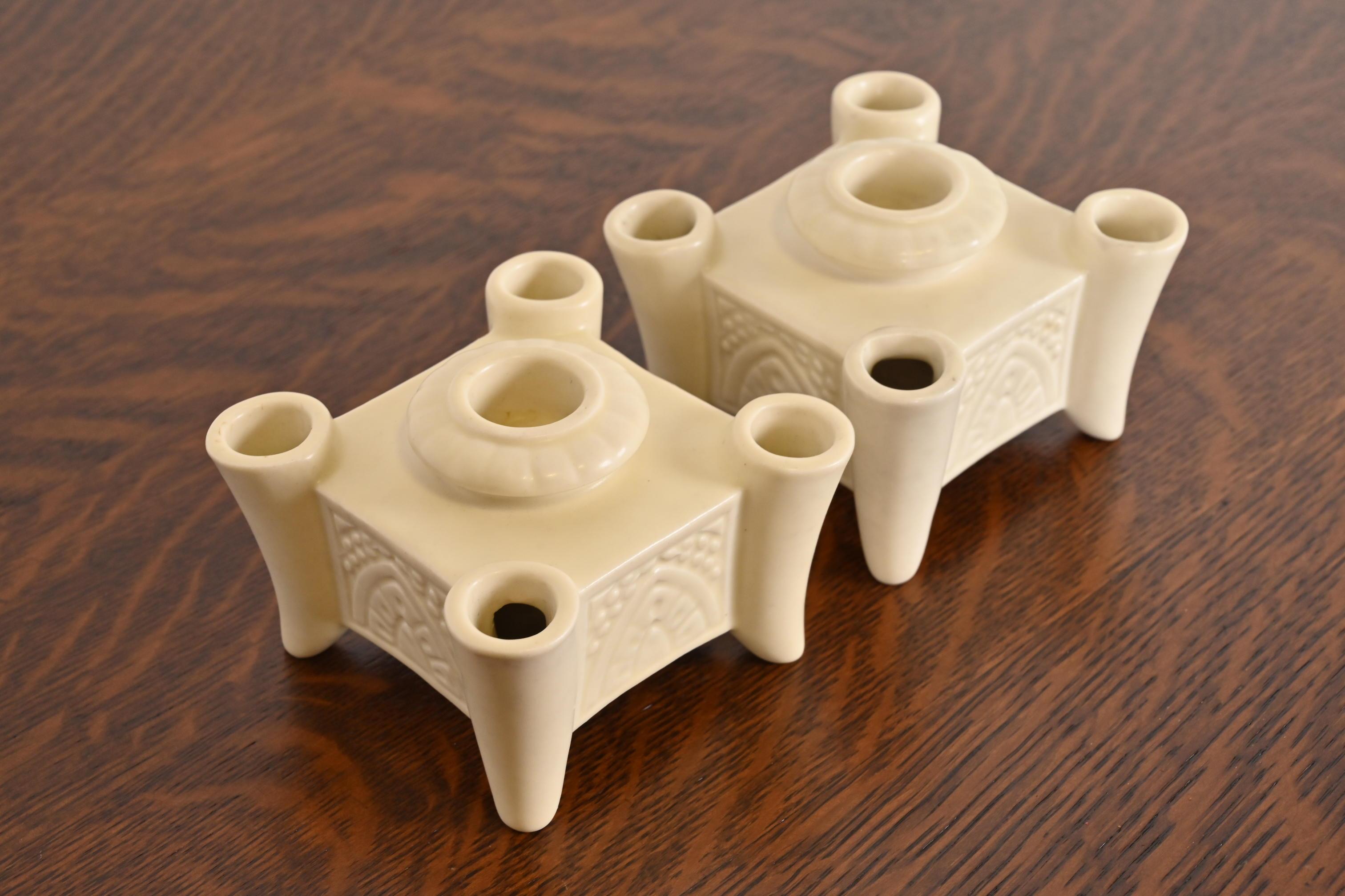 Portacandele in ceramica smaltata Rookwood Pottery Arts & Crafts, coppia in vendita 1