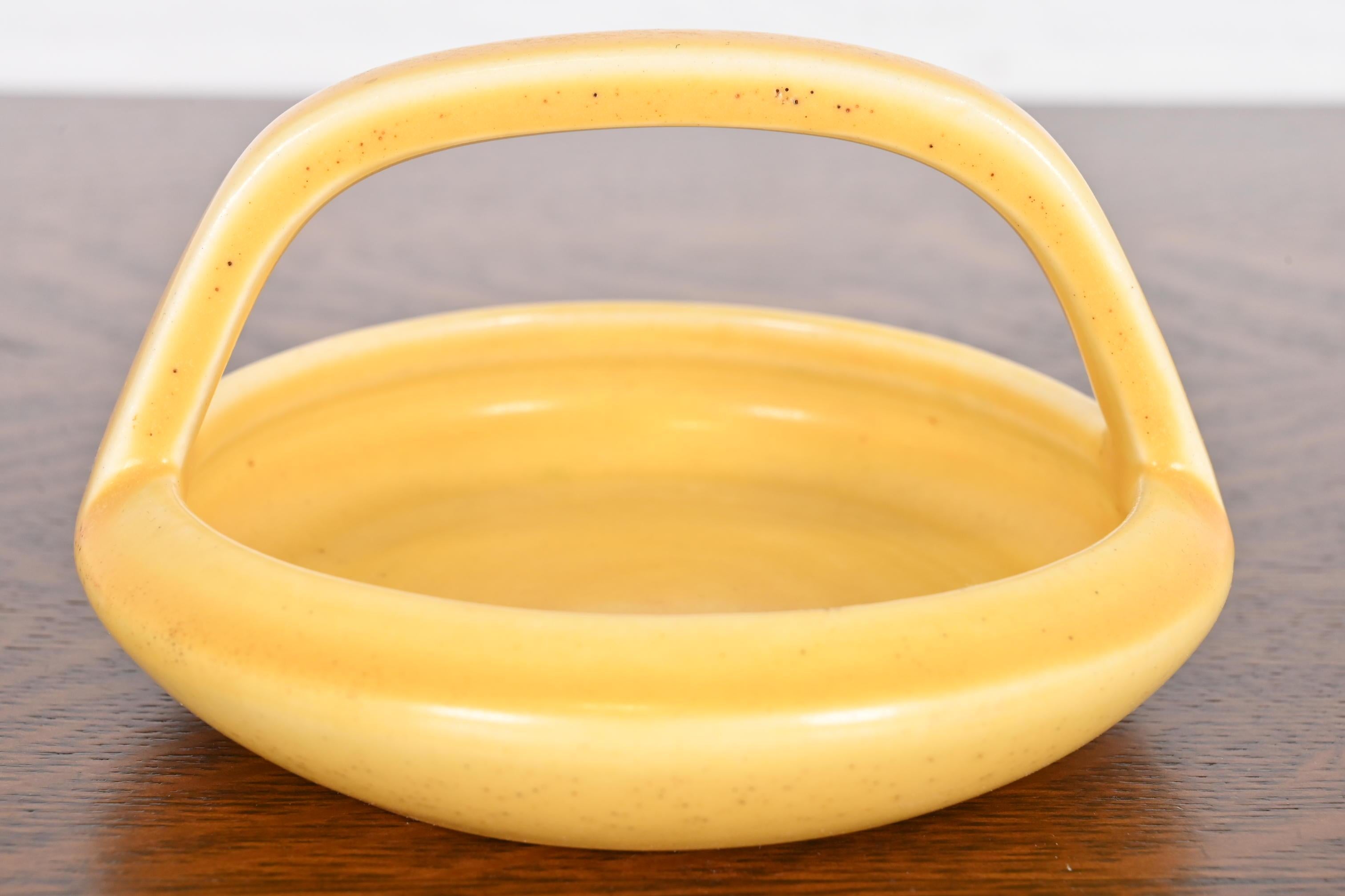 Arts and Crafts Rookwood Pottery Arts & Crafts Glazed Ceramic Yellow Handled Bowl or Ashtray For Sale