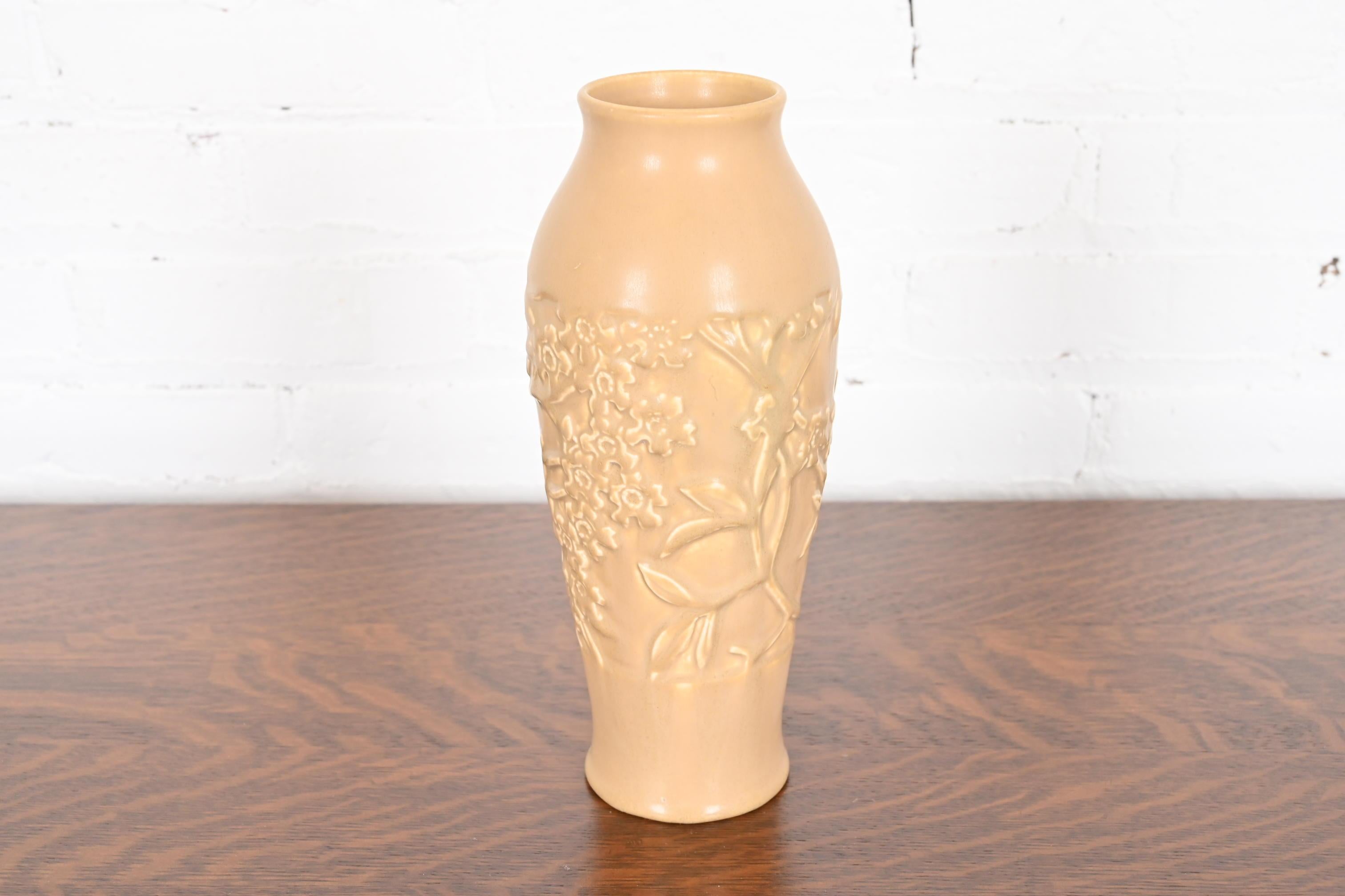 Rookwood Pottery Arts & Crafts Large Glazed Ceramic Dogwood Decorated Vase, 1922 For Sale 5