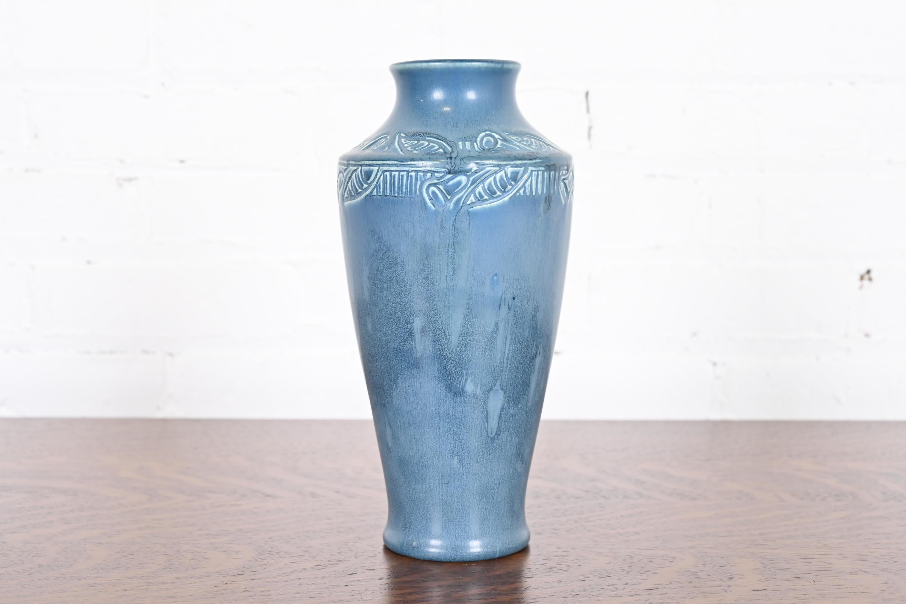 American Rookwood Pottery Arts & Crafts Large Glazed Ceramic Floral Decorated Vase, 1919 For Sale