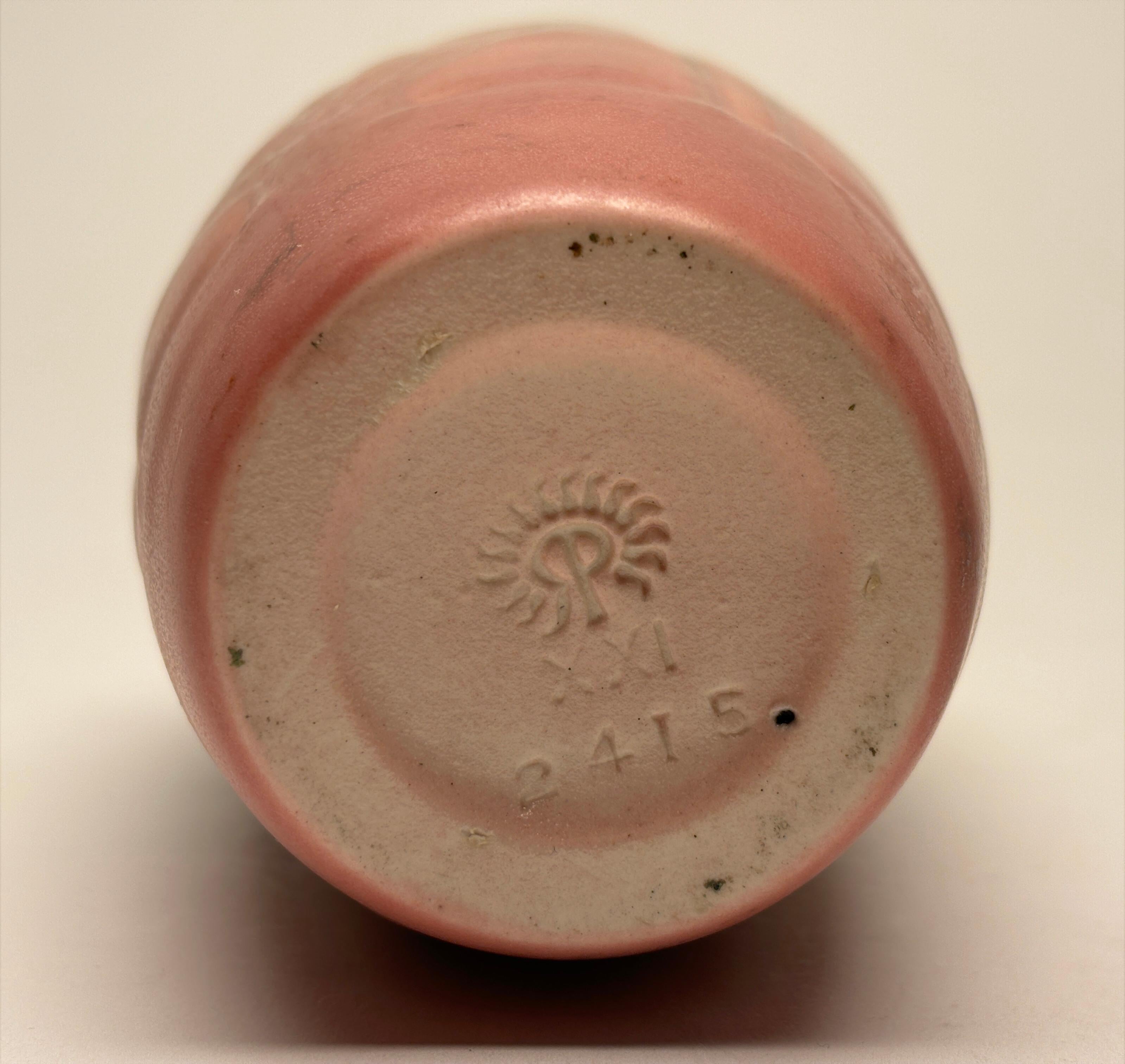 Rookwood Pottery Arts & Crafts Vase with Geometric Diamond Pattern Matte Glaze For Sale 5