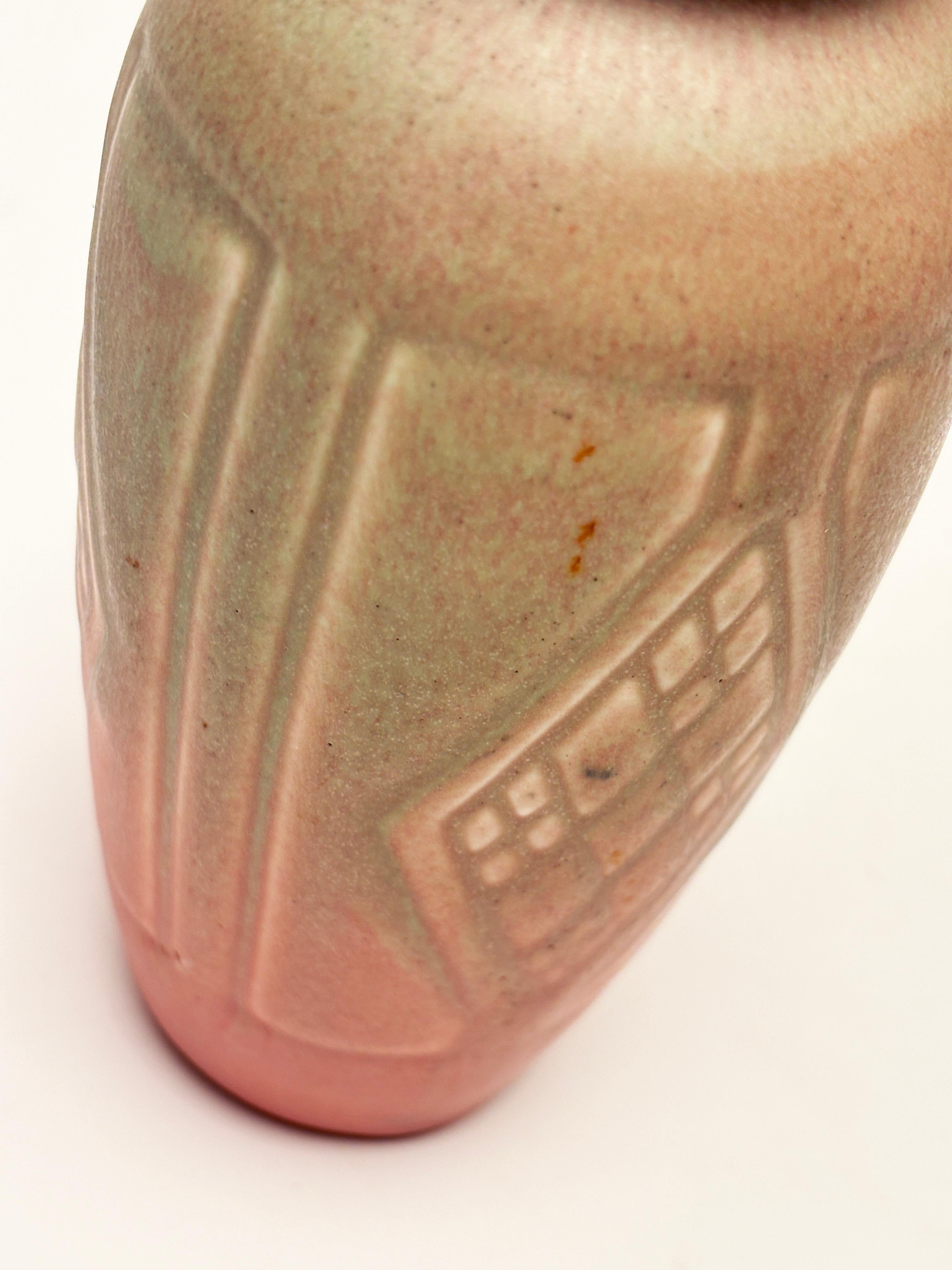 Rookwood Pottery Arts & Crafts Vase with Geometric Diamond Pattern Matte Glaze For Sale 1