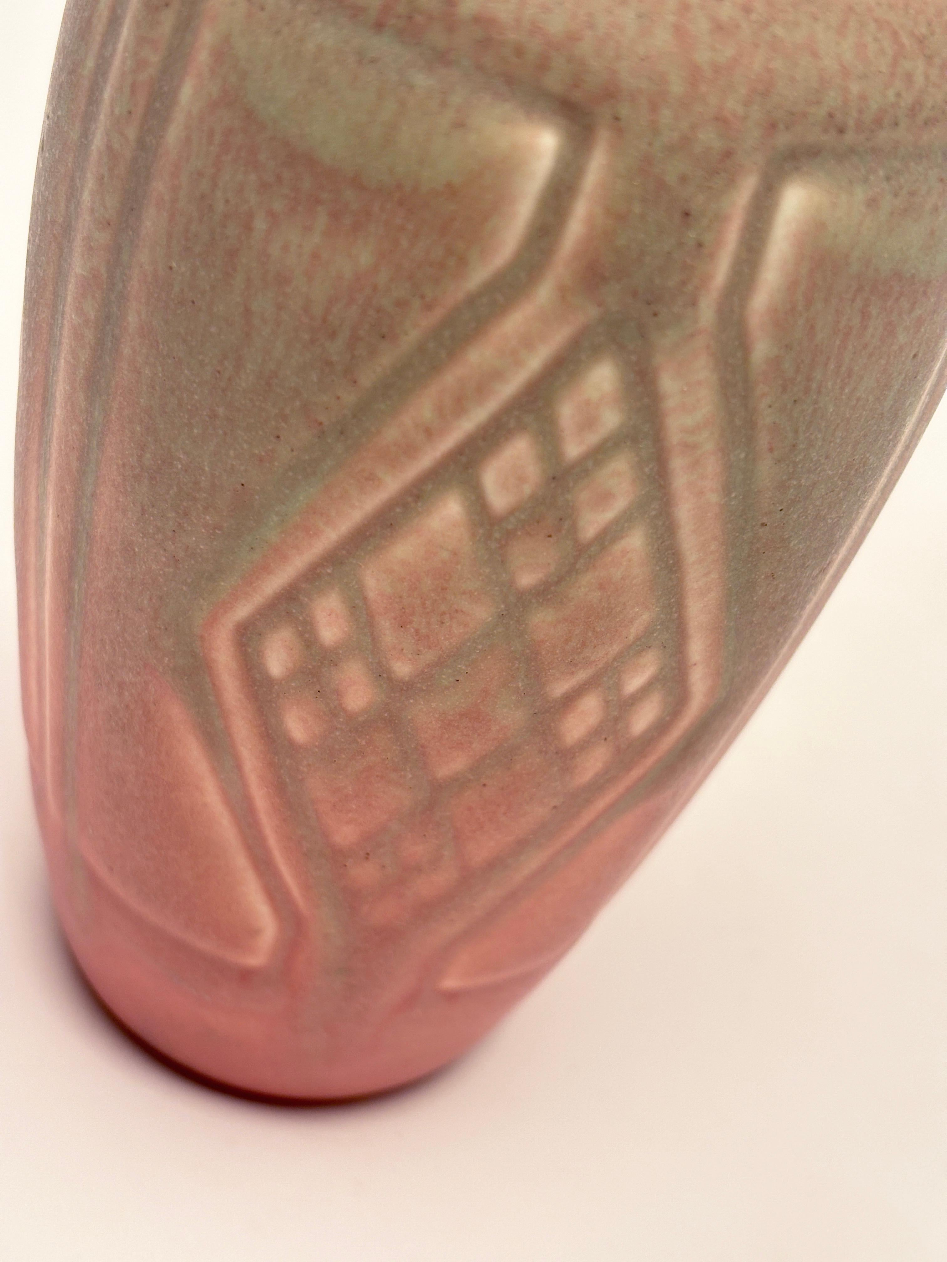 Rookwood Pottery Arts & Crafts Vase with Geometric Diamond Pattern Matte Glaze For Sale 2