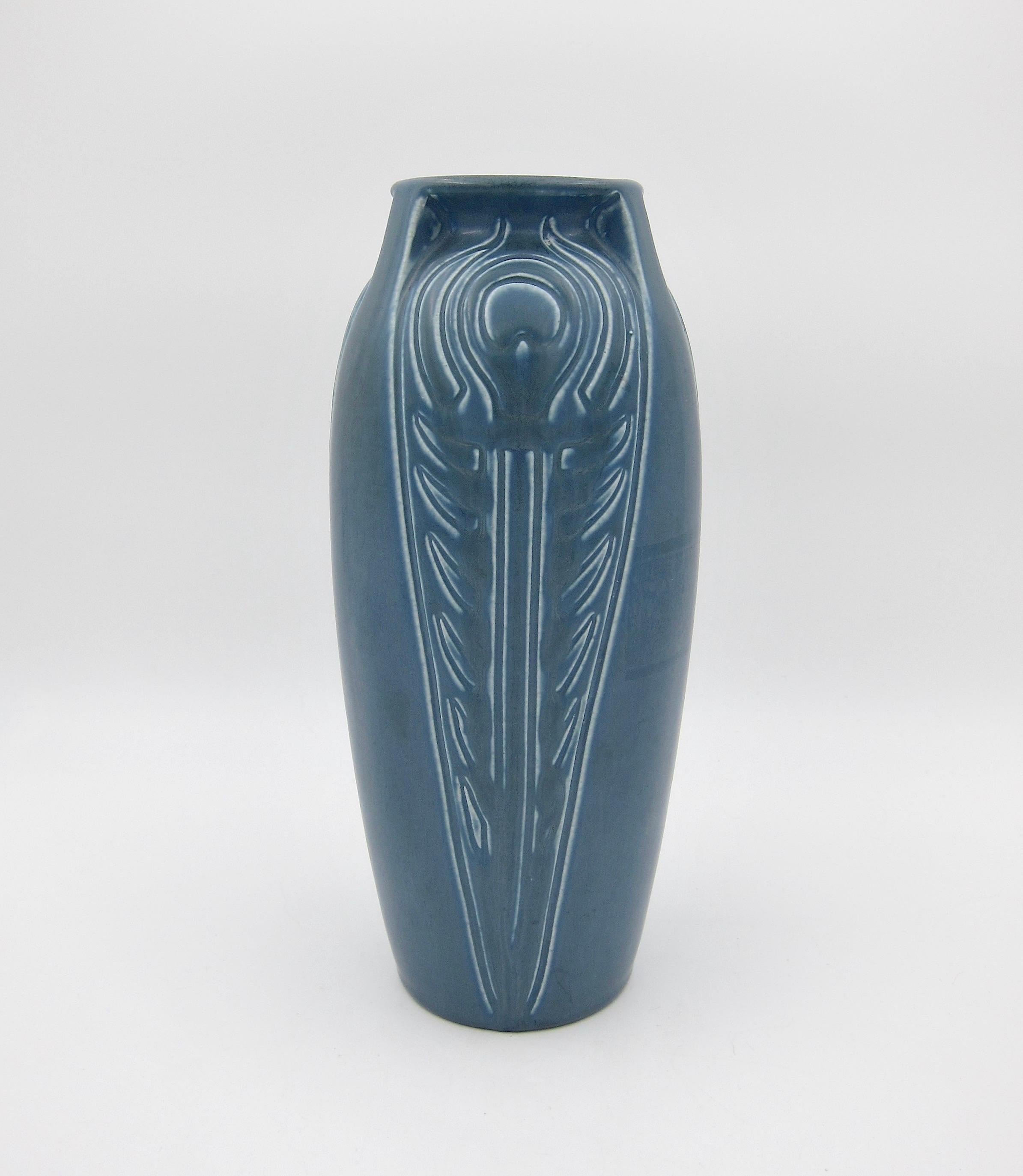 Rookwood Pottery Buttressed Peacock Feather Vase, 1921 1
