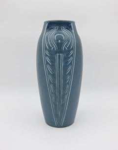 Rookwood Pottery Buttressed Peacock Feather Vase, 1921