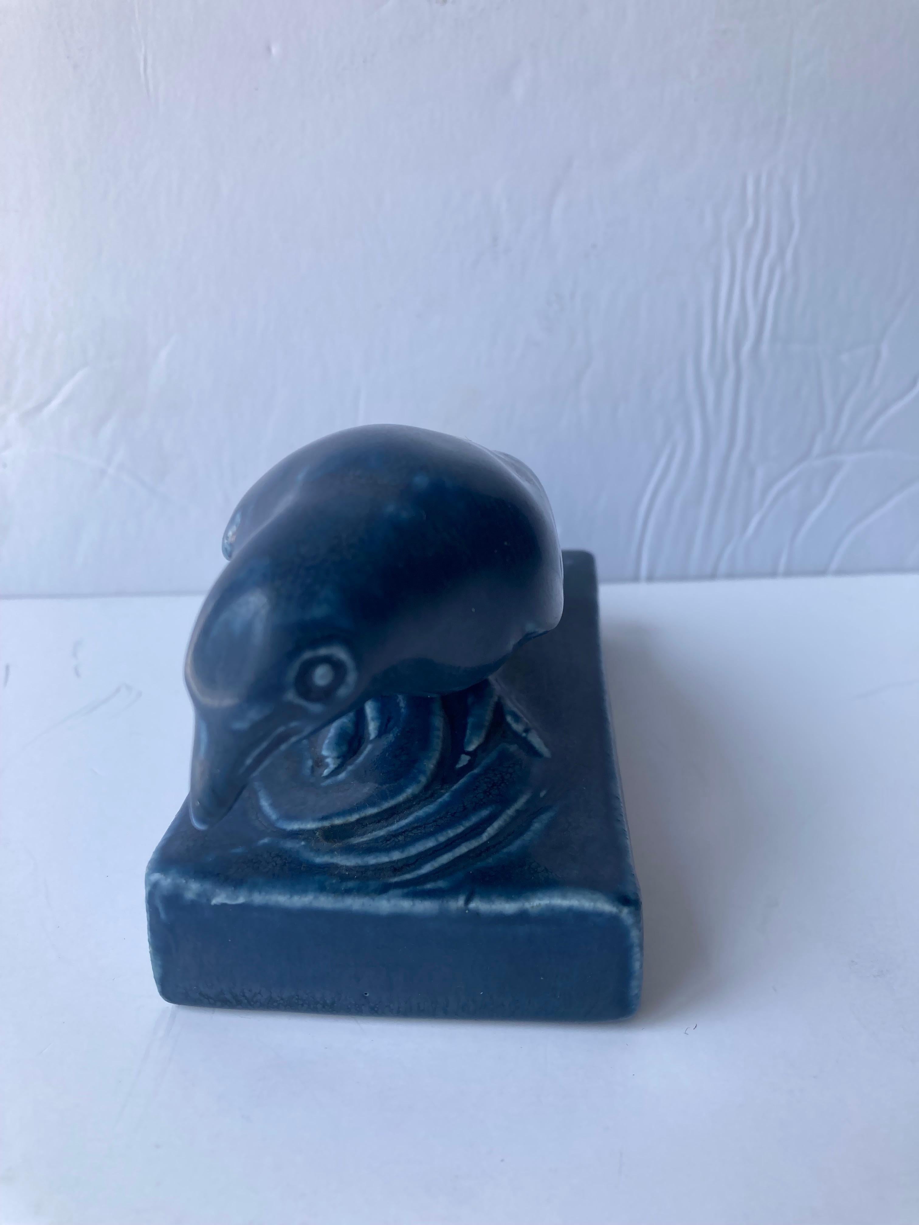 Arts and Crafts Rookwood Pottery / Ceramic Paperweight, Sculpture, Rook Bird # 1623 For Sale