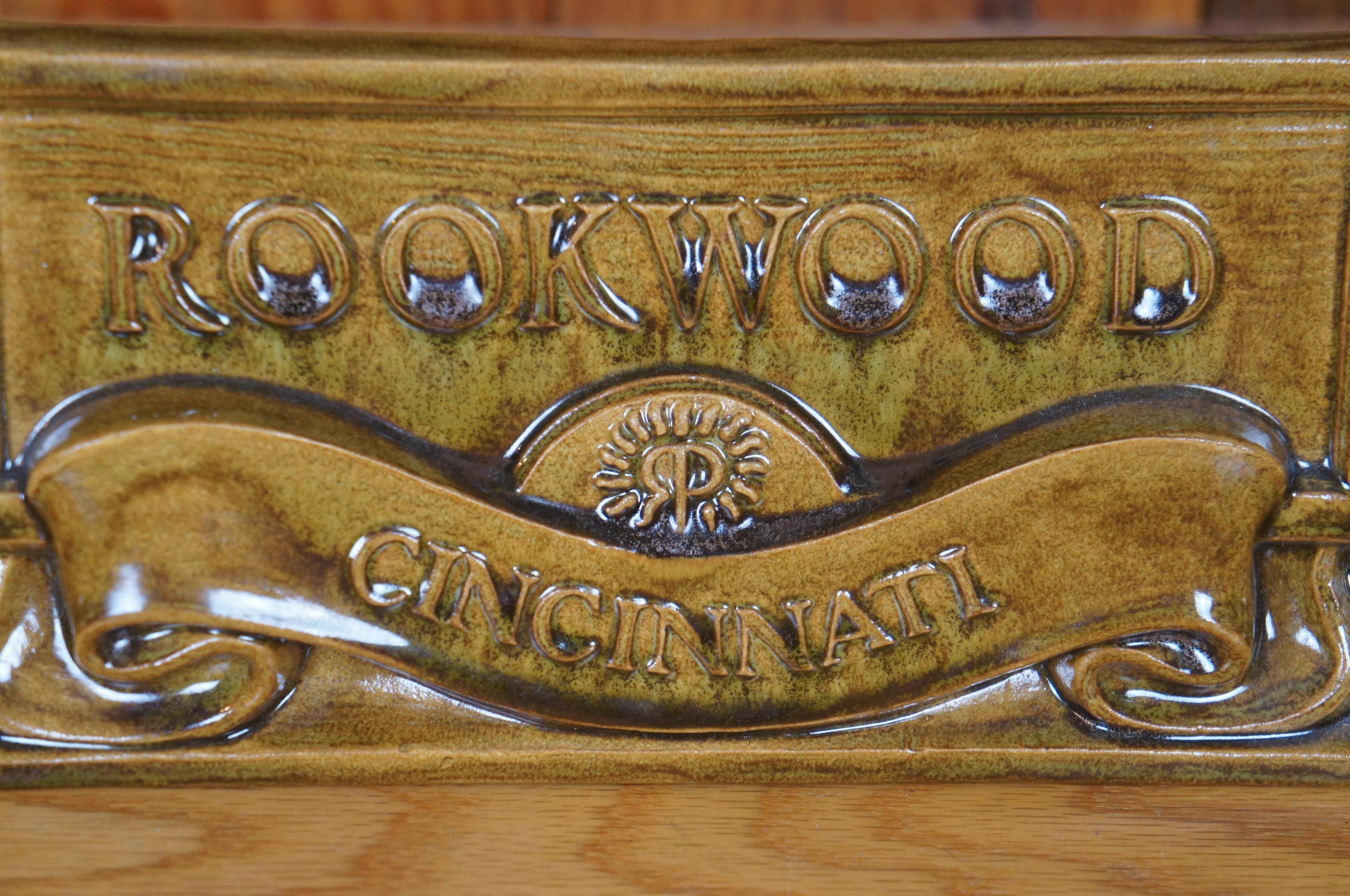 Rookwood Pottery Cincinnati Dealer Scrolled Advertising Sign Plaque 14